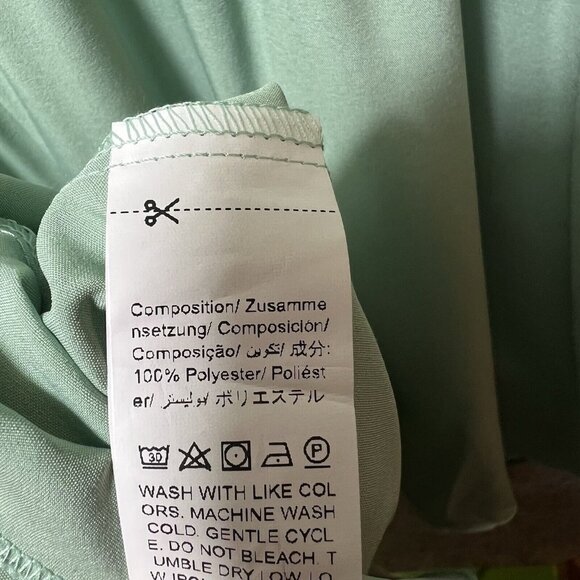 SHEIN Curve Dress 1XL Green Short Sleeve Mini Surplice Neckline‎ Boho Lace Trim - Picture 8 of 9